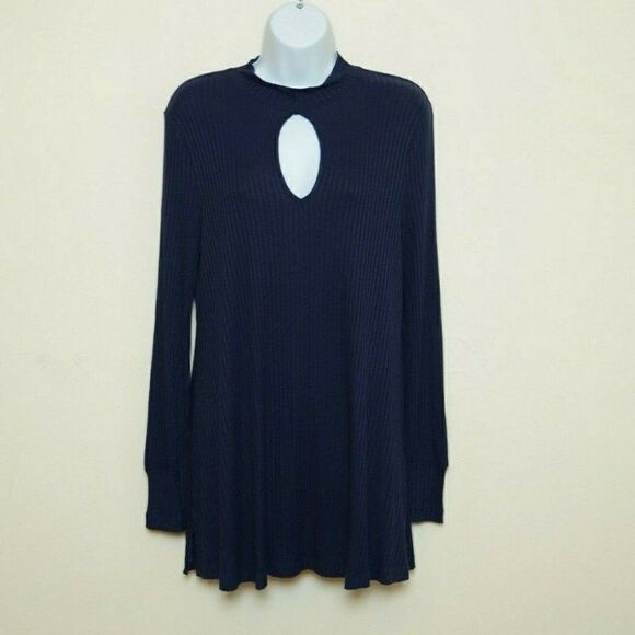 FREE PEOPLE Copa Banana Navy Blue Keyhole Ribbed - Picture 3 of 8